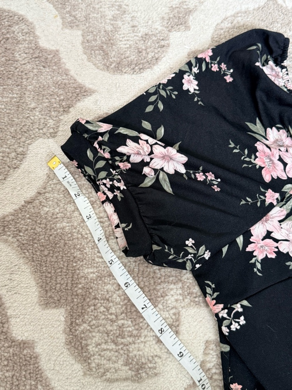 Faith and Joy Black Label Top with Subtle Pink Floral Detail - Picture 7 of 7